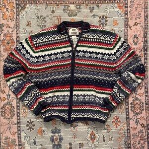 Tiara Festive Red and Green Zip-Up Sweater